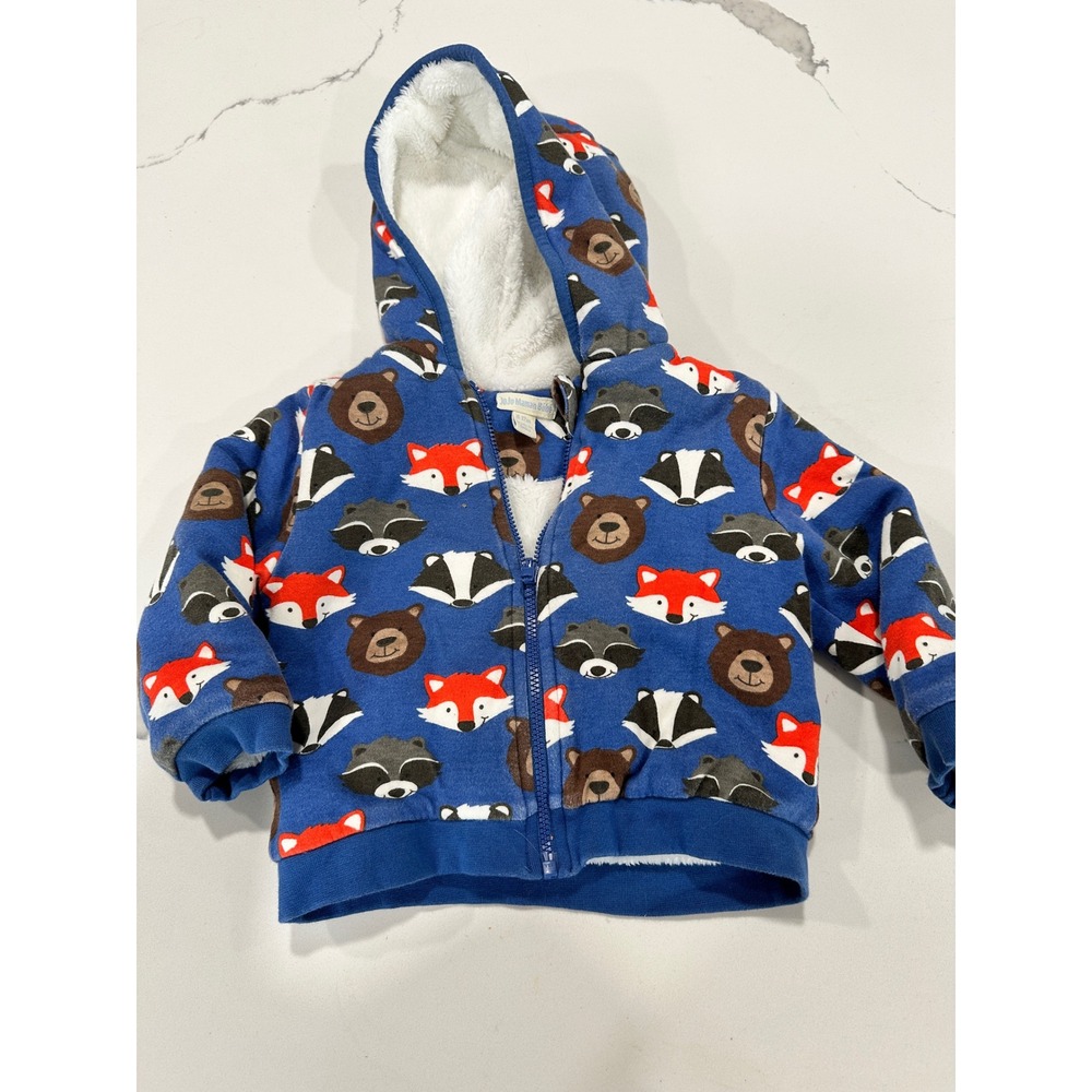 JoJo Maman Bébé Animal Print Sherpa Lined Zip Up Hoodie 6-12 Months